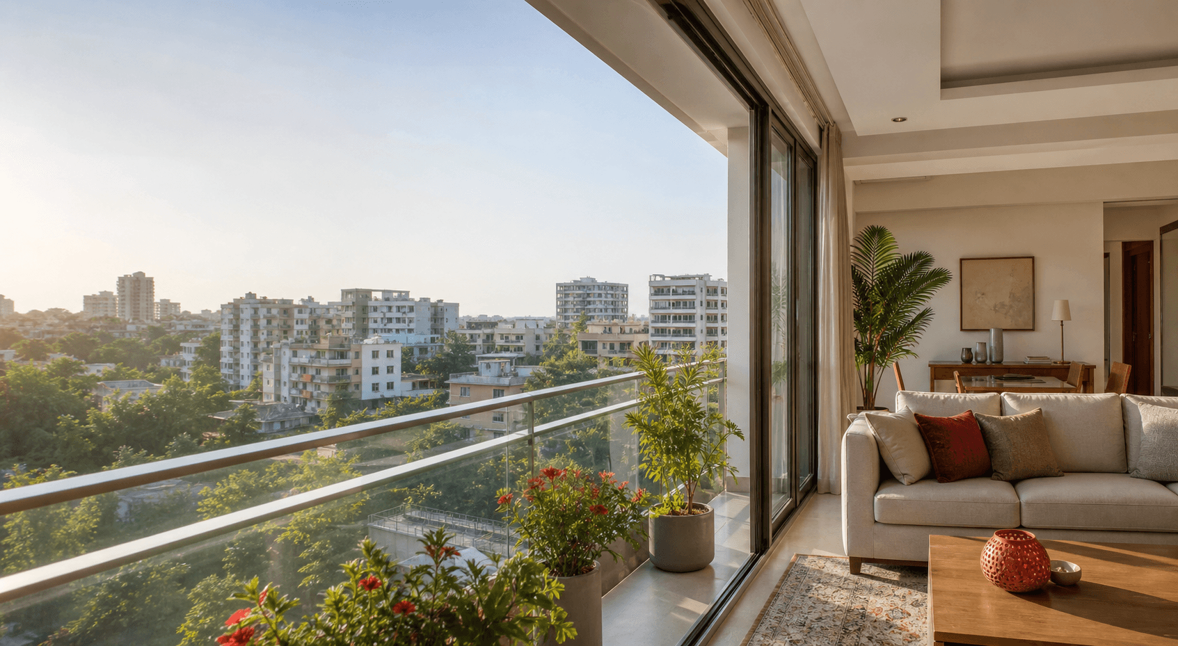 Modern residence overlooking an Indian city